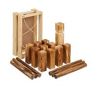 relaxdays Kubb, Jeu d’échecs Viking en Bois, 21 pièces avec Caisse, Adultes et Enfants, pour Jardin et Camping, Marron Jeunesse Unisexe, 1 unité
