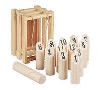 Relaxdays Kubb, Jeu kubb Viking en Bois, Caisse de Transport, adultesm Enfants, 12x28x18m5 cm, Jardin, Camping, Nature