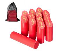 Relaxdays Kubb en Bois, Jeu de quilles finlandaises, kubbs numérotés, Jeu d'extérieur, pour Adultes et Enfants, Rouge
