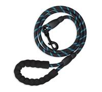 Relaxdays Laisse pour petits & gros chiens pesant jusqu’à 50 kg, réfléchissante, boucle rembourrée, nylon, 150 cm, noire