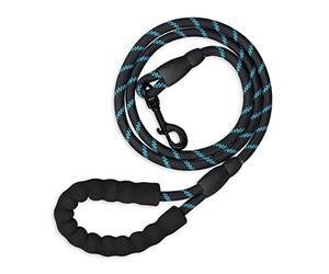 Relaxdays Laisse pour Petits & Gros Chiens pesant Jusqu’à 50 kg, réfléchissante, Boucle rembourrée, Nylon, 150 cm, Noire