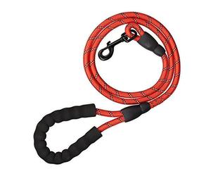 Relaxdays Laisse pour Petits & Gros Chiens pesant Jusqu’à 50 kg, réfléchissante, Boucle rembourrée, Nylon, 150 cm, Rouge