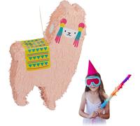 Relaxdays Pinata Lama, à Suspendre, Enfants, pour Votre Bout de Chou, Anniversaire, à remplir, alpaga, Saumon