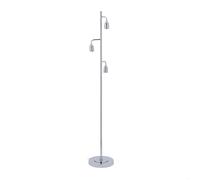 Relaxdays Lampadaire, 3 lumières, câble avec interrupteur à pied, salon, couloir, HxD : 150x25 cm, douille E27, argenté