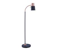 Relaxdays Lampadaire, luminaire sur pied réglable, salon et chambre, E27, liseuse sur support, noir/rose doré