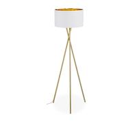 relaxdays Lampadaire tripode blanc & or