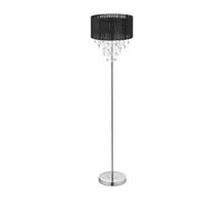 Relaxdays Lampe à Pied avec Cristaux, Abat-Jour Organza, lampadaire Salon Original, E27, HxD 150 x 37,5 cm, Noir/argenté
