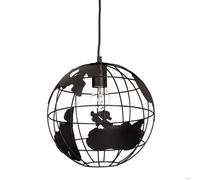 Relaxdays Lampe à suspension abat-jour boule globe monde métal luminaire plafond Ø 30 cm, noir