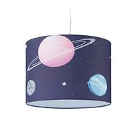 Relaxdays Lampe à Suspension, Chambre d’Enfant, Abat-Jour Motif planètes, HxD : 140x35 cm, E27, luminaire, Multicolore