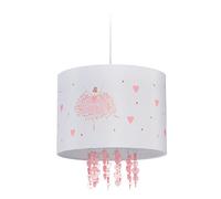 Relaxdays Lampe à Suspension, Chambre Enfant, Abat-Jour Motif Ballerine, HxD : 158x35 cm, luminaire Suspendu, Blanc/Rose