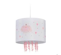 Relaxdays Lampe à suspension, chambre enfant, abat-jour motif ballerine, HxD : 158x35 cm, luminaire suspendu, blanc/rose