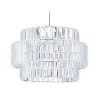 Relaxdays Lampe à Suspension en Acrylique Transparent, HxD : 126 x 34 cm, Douille E27, Style élégant, Transparent/Argent