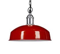 Relaxdays Lampe à suspension en fer avec chaine luminaire de plafond design moderne HxlxP: 142 x 31 x 31 cm, rouge