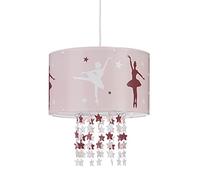 Relaxdays Lampe à suspension fille danseuses étoiles ballerines plafond motifs étoiles mobile chambre enfant, rose