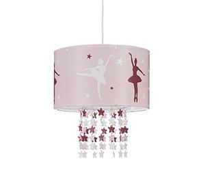 Relaxdays Lampe à suspension fille danseuses étoiles ballerines plafond motifs étoiles mobile chambre enfant, rose