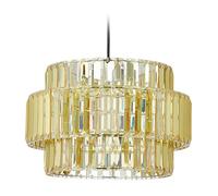Relaxdays Lampe à Suspension Style Cristal, H x D : 135 x 34 cm, Lustre élégant, en Acrylique et métal, E27, Argent/Or