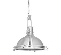 Relaxdays Lampe à suspension style industriel fer verre opale, Luminaire plafond abat-jour rond, verre de lait, argent