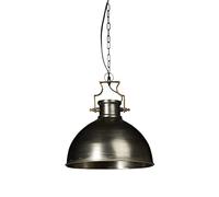 Relaxdays Lampe à suspension style industriel HxlxP 145 x 40,5 x 40,5 cm abat-jour forme de cloche métal luminaire 40W, gris argenté