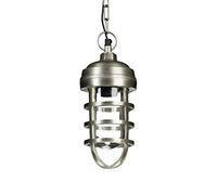 Relaxdays Lampe à suspension style maritime marin bateau H x l x P : 141 x 13,5 x 13,5 cm abat-jour métal mat et verre luminaire bateau petite lampe plafond douille E27 40W, Gris Argenté