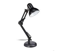 Relaxdays 10024270_46 Lampe retro, bras articulé flexible,Veilleuse lecture Bureau, métal, E27, HlP: 50x27x15 cm, noire, plastique, 1
