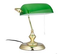 Relaxdays Lampe de banquier abat-jour vert bureau table lampe de table laiton vintage bibliothèque 31x22,5x18,5 cm, vert