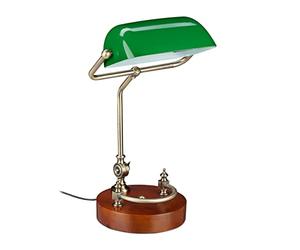 Relaxdays Lampe de banquier bureau table abat-jour vert en verre ampoule à douille E-27 notaire bibliothèque, vert