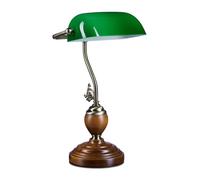 Relaxdays Lampe de banquier JONES socle en bois