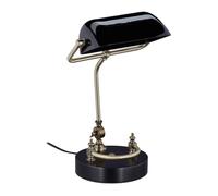 Relaxdays Lampe de banquier noire abat-jour verre