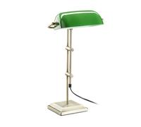 Relaxdays Lampe de banquier abat-jour vert bibliothèque rétro liseuse lecture métal verre HxlxP: 52 x 27 x 18 cm, bronze