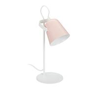 Relaxdays Lampe de bureau, métallique, 39x15 cm, à pivoter, ampoule E14, lieu de travail, salon, chevet, rose/blanche