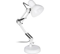 Relaxdays 10024270_49 Lampe Retro, Bras articulé Flexible,Veilleuse Lecture Bureau, métal, E27, HlP: 50x27x15 cm,Blanche, Plastique, Blanc, 1