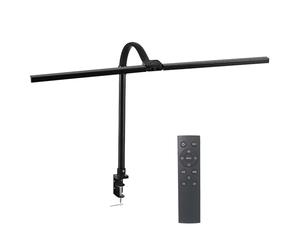 Relaxdays Lampe de bureau, télécommande et tactile, lampe LED double tête, 80 cm de large, lampe à pince col de cygne, noir