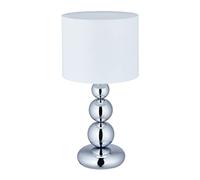 Relaxdays Lampe de Chevet, Abat-Jour Blanc, Pied argenté, Douille E27, HxD 50x25 cm, pour Salon & Chambre, argenté/Blanc