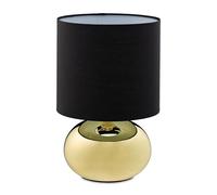 Relaxdays Lampe de Chevet, Abat-Jour, Douille E14, câble, H x D : 28 x 18 cm, pour la Chambre, doré et Noir