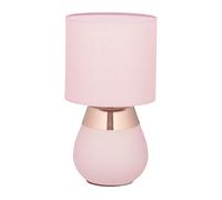 Relaxdays Lampe de Chevet, Abat-Jour, Douille E14, câble, H x D : 32 x 18 cm, pour la Chambre, Rose et cuivre