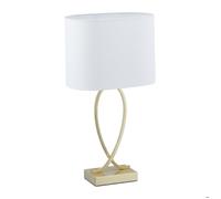 Relaxdays Lampe de Chevet, Abat-Jour, Douille E27, H x L x P : 51 x 28 x 18 cm, pour Salon et Chambre, doré/Blanc