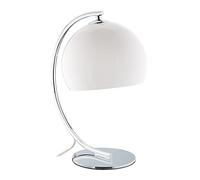 Relaxdays Lampe de Chevet Abat-Jour en Verre, courbée, éclairage de Table pour Salon, HxLxP : 36x20x28 cm, Blanc/argenté