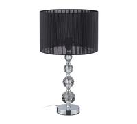 Relaxdays Lampe de chevet, aspect cristal, douille E27, abat-jour rond, H x D : 54 x 29,5 cm, chambre et salon, noir