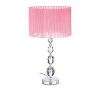 Relaxdays Lampe de Chevet, Aspect Cristal, Douille E27, Abat-Jour Rond, H x D : 54 x 29,5 cm, Chambre et Salon, Rose