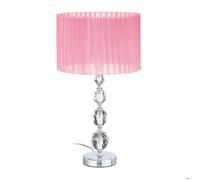 Relaxdays Lampe de chevet, aspect cristal, douille E27, abat-jour rond, H x D : 54 x 29,5 cm, chambre et salon, rose