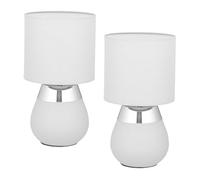 Relaxdays Lampe de Chevet, Lot de 2, Abat-Jour, Douille E14, câble, H x D : 32 x 18 cm, pour la Chambre, Gris et argenté