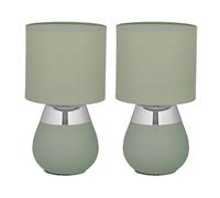 Relaxdays Lampe de Chevet, Lot de 2, Abat-Jour, Douille E14, câble, H x D : 32 x 18 cm, pour la Chambre, Vert et argenté