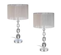 Relaxdays Lampe de Chevet, Lot de 2, Douille E27, mélange de matériaux, H x D : 53 x 29,5 cm, Gris et argenté