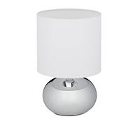Relaxdays Lampe de Chevet, luminaire Rond, Tactile, HxD: 27,5x18cm, E14, éclairage sur Pied Abat-Jour, argenté/Blanc