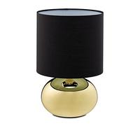 Relaxdays Lampe de Chevet, luminaire Rond, Tactile, HxD: 27,5x18cm, E14, éclairage sur Pied avec Abat-Jour, doré/Noir
