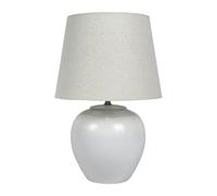Relaxdays Lampe de Chevet Pied céramique Abat-Jour Tissu E27 45x30x30 cm Blanc/crème
