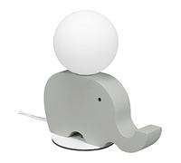 Relaxdays Lampe de chevet pour chambre enfant ou bébé, forme d’éléphant bois, boule verre, 21x20x10 cm, gris/blanc