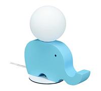 Relaxdays Lampe de chevet pour chambre enfant ou bébé, forme d’éléphant bois, boule verre, 21x20x10 cm, bleu ciel/blanc