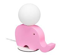 Relaxdays Lampe de chevet pour chambre enfant ou bébé, forme d’éléphant bois, boule verre, 21x20x10 cm, rose/blanc