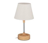 Relaxdays Lampe de chevet pour enfants, tissu, bois, métal, HxD : 40 x 22 cm, abat-jour étoiles, à poser, blanc-nature